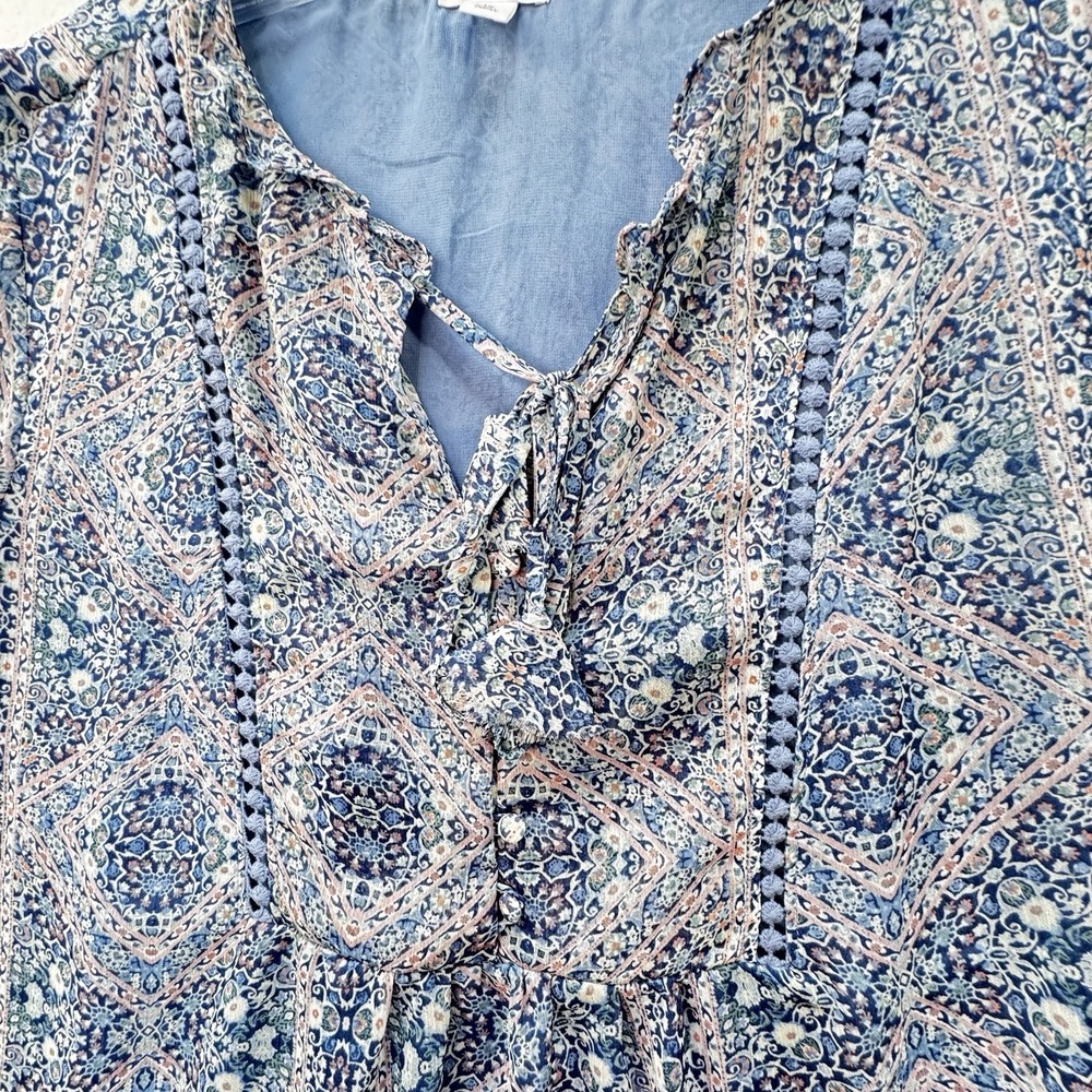 Westport‎ Blue Womens Plus Size 1X Feminine Boho Festival Peasant Top Lined LS - Picture 9 of 12